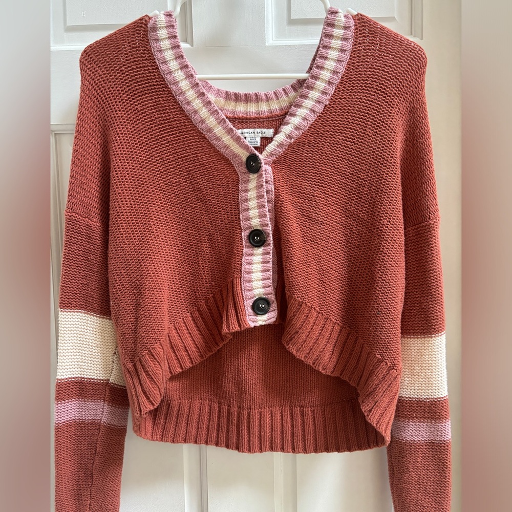 American Eagle Button Sweater Crop Top - Picture 2 of 3